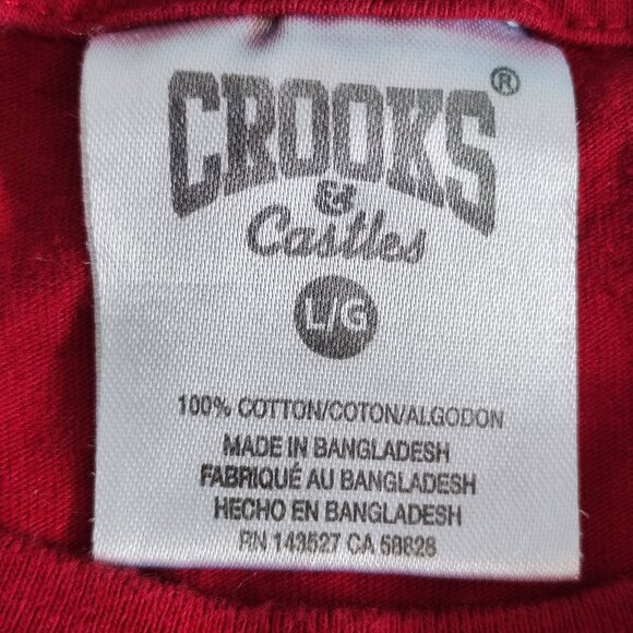 Crooks & Castles short sleeve T-shirt burgundy with graphic design men's size L - Picture 4 of 8